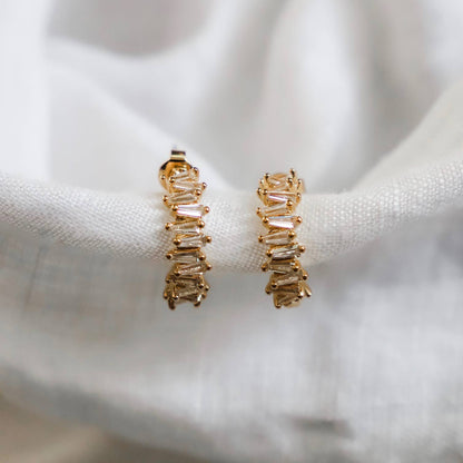 TAPERED BAGUETTE CZ HOOPS