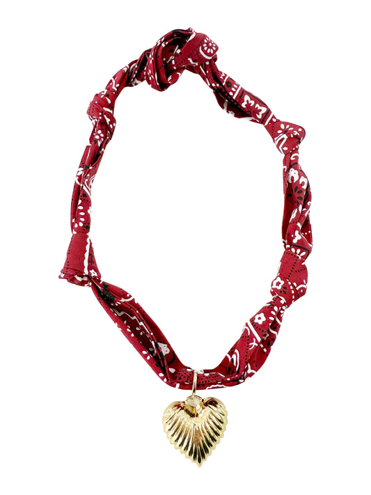 Bandana Scarf Necklace Solid Red: Starry Love