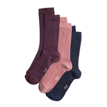 Eco-Conscious Cashmere Socks Gift Set Of Three: NAVY/ROSA/MAUVE
