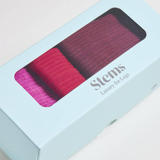 Eco-Conscious Cashmere Socks Gift Set Of Three: Amarylis/Plum/Red