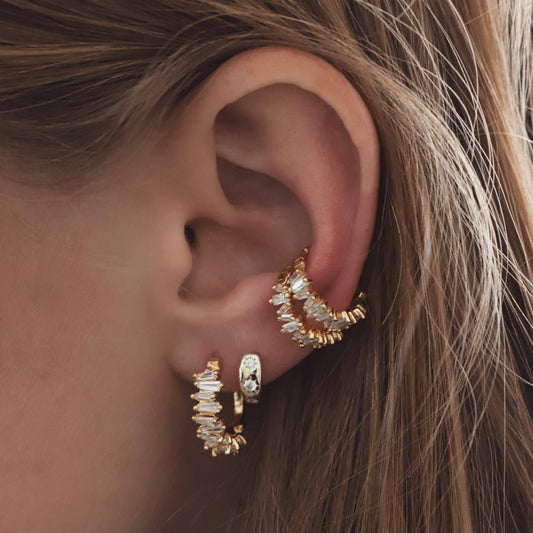 TAPERED BAGUETTE CZ HOOPS