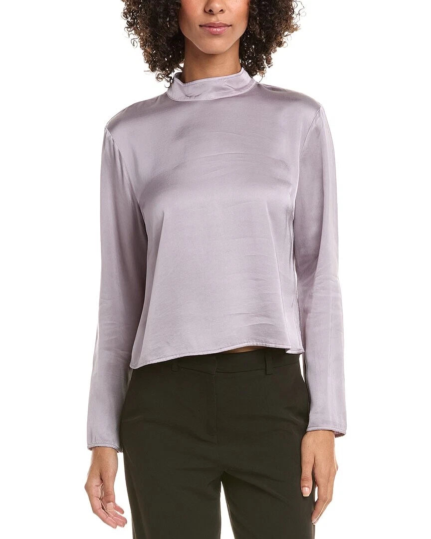 MOCK NECK BUTTON BACK TOP