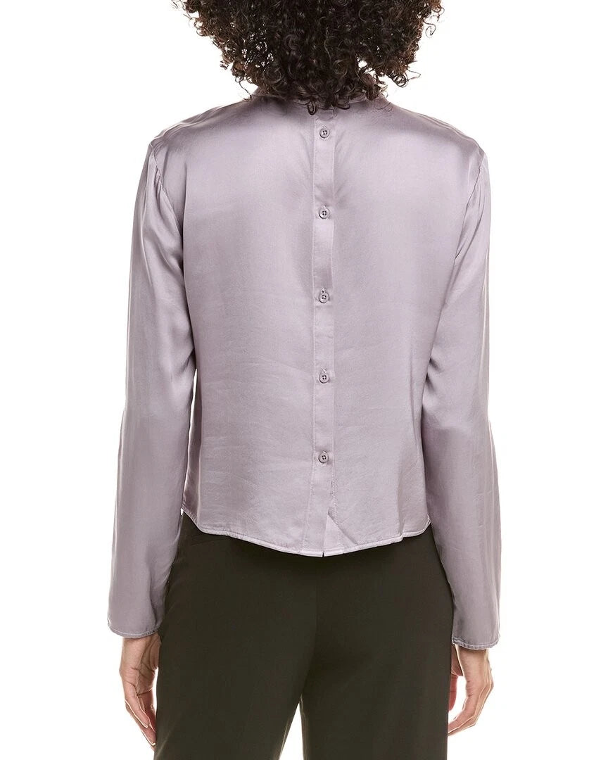 MOCK NECK BUTTON BACK TOP